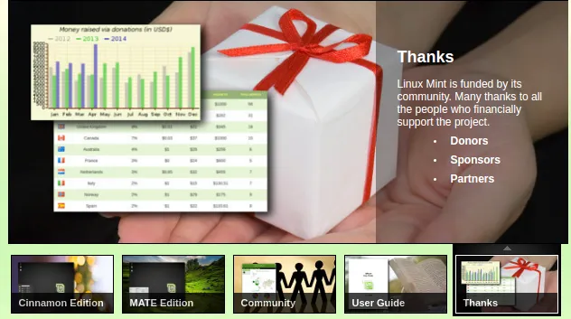 An area on the Linux Mint home page area screenshot