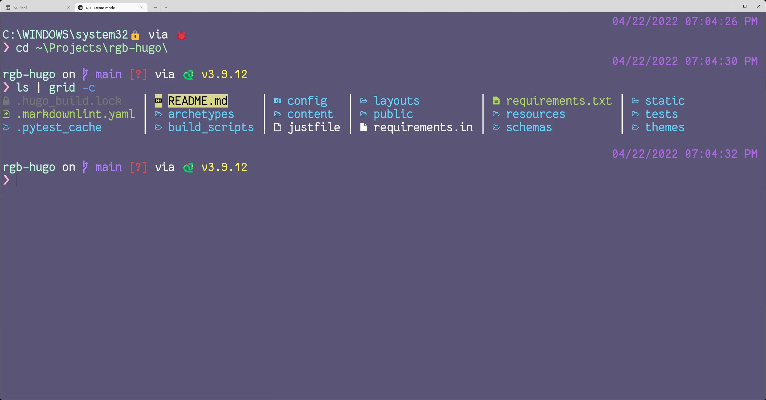 Nushell with Fairy Floss theme and a Starship prompt