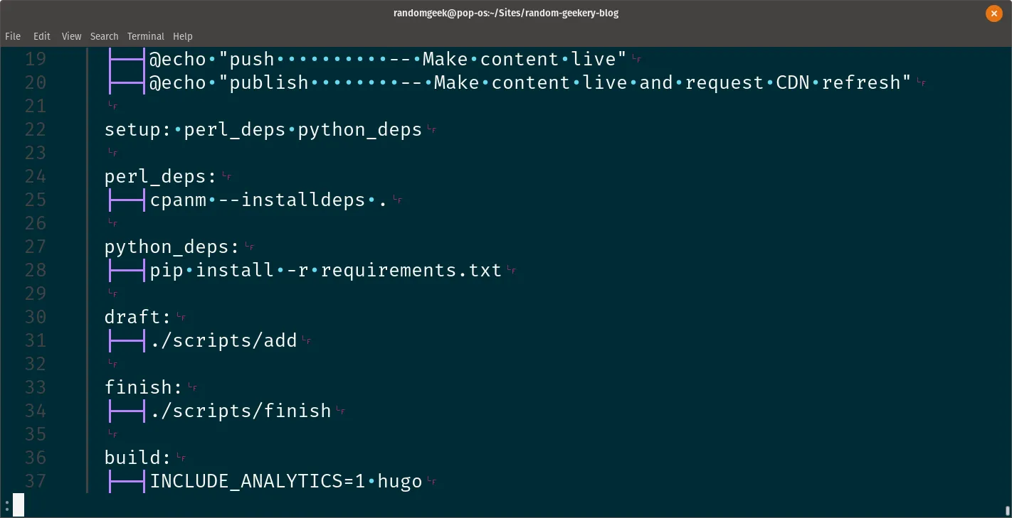 The site Makefile — oh look a trailing space!